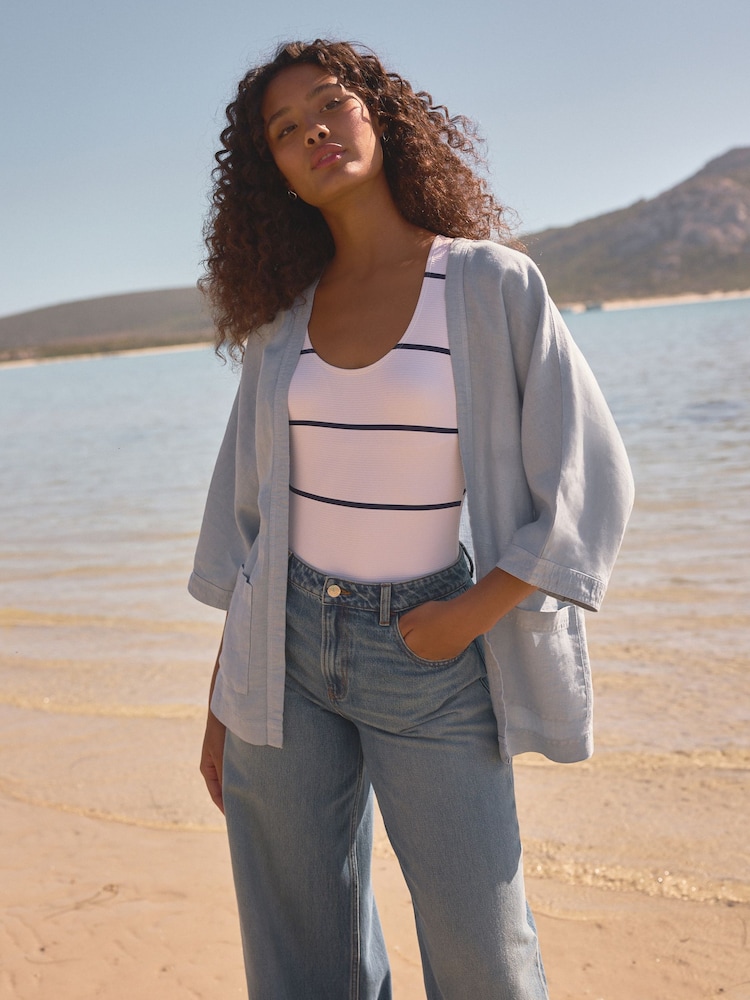 Light Blue 100% Linen Jacket - Image 1 of 7