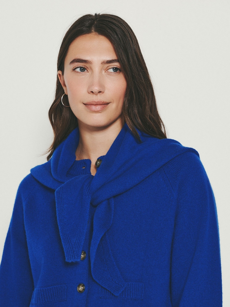 Kobalt Mavisi - N. Premium Merino Wool Neck Scarf - 7şəkildən 1 şəkil