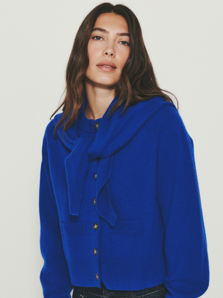 Kobalt Mavisi - N. Premium Merino Wool Neck Scarf - 7şəkildən 2 şəkil
