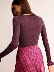Boden Purple Sparkle Rib Party Jumper - Image 2 of 6