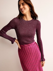 Boden Purple Sparkle Rib Party Jumper - Image 3 of 6