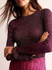 Boden Purple Sparkle Rib Party Jumper - Image 4 of 6