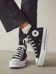 Converse Black Pale Platform Lift High Top Trainers - Image 1 of 14