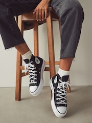 Converse Black Pale Platform Lift High Top Trainers - Image 2 of 14