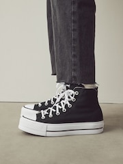 Converse Black Pale Platform Lift High Top Trainers - Image 3 of 14