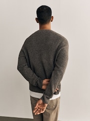 Neutral/Charcoal Grey Relaxed Fit Cosy Crew Neck Jumpers 2 Pack - Image 5 of 10