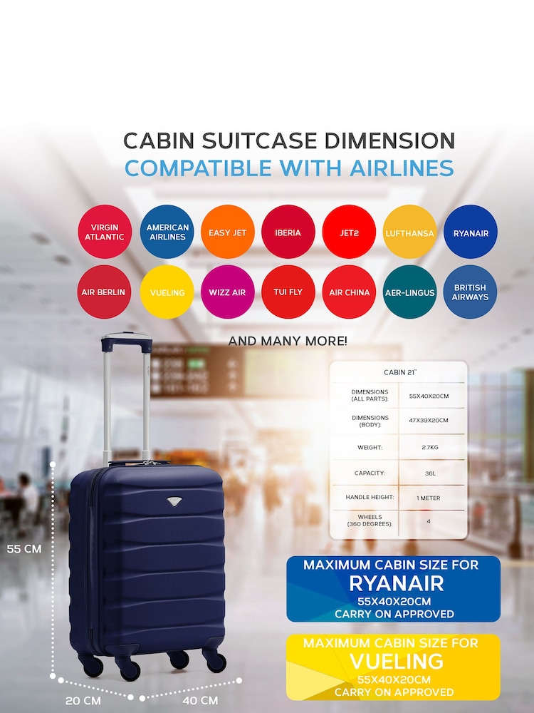 Flight Knight 55x40x20cm Ryanair Priority 4 Wheel ABS Hard Case Cabin Carry On Hand Luggage - Image 3 of 7