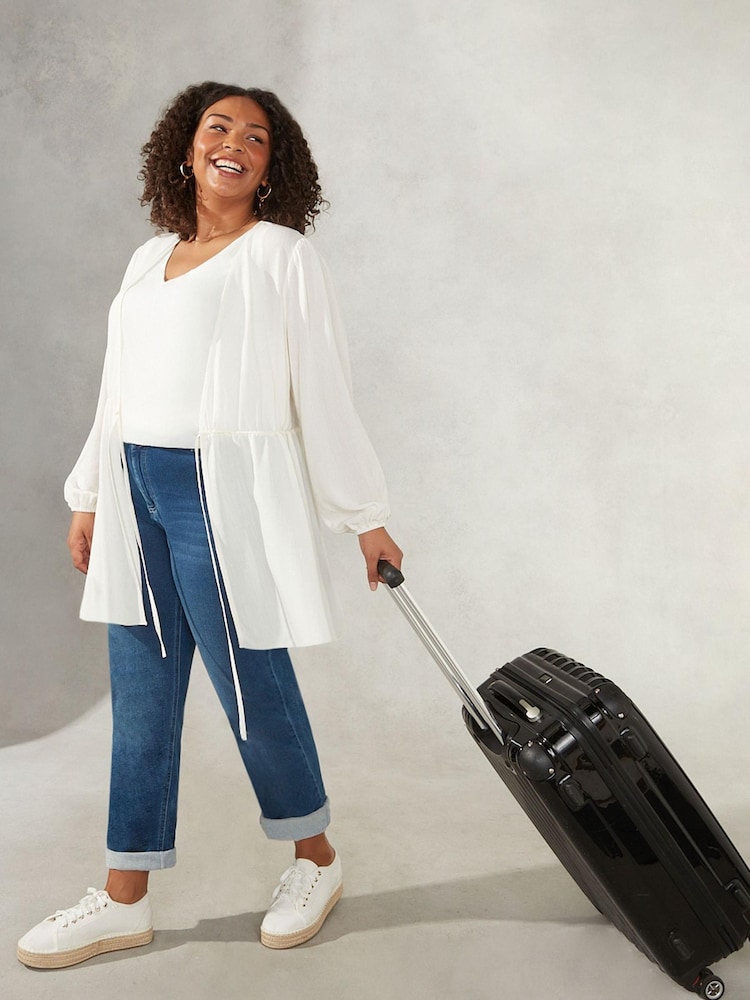 Live Unlimited Curve Short Drawstring White Kimono - Image 1 of 4