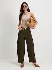 River Island Green Twist Seam Barrel Jeans - Image 1 of 4