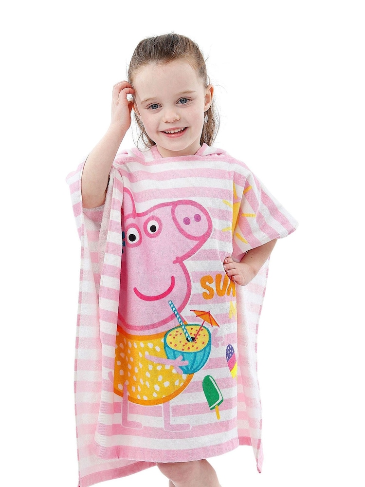 Character Pink Peppa Pig 100% Cotton Poncho - Image 1 of 9