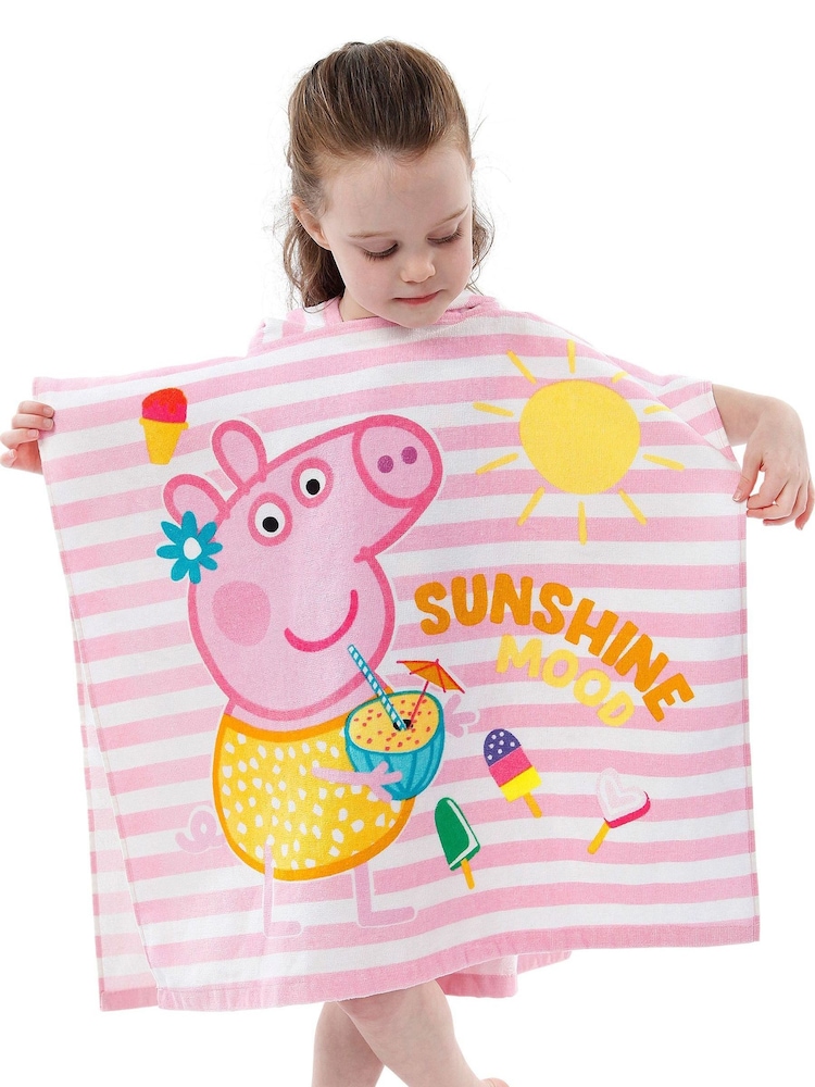 Character Pink Peppa Pig 100% Cotton Poncho - Image 2 of 9