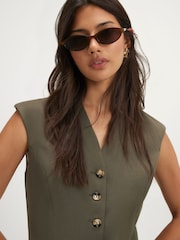 River Island Short Sleeve Button Front Dress - Imagem 2 de 4