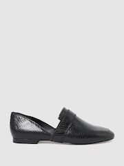 Reiss Black Irina Leather Animal Print Loafers - Image 1 of 5