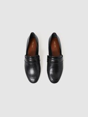 Reiss Black Irina Leather Animal Print Loafers - Image 3 of 5