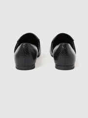 Reiss Black Irina Leather Animal Print Loafers - Image 4 of 5