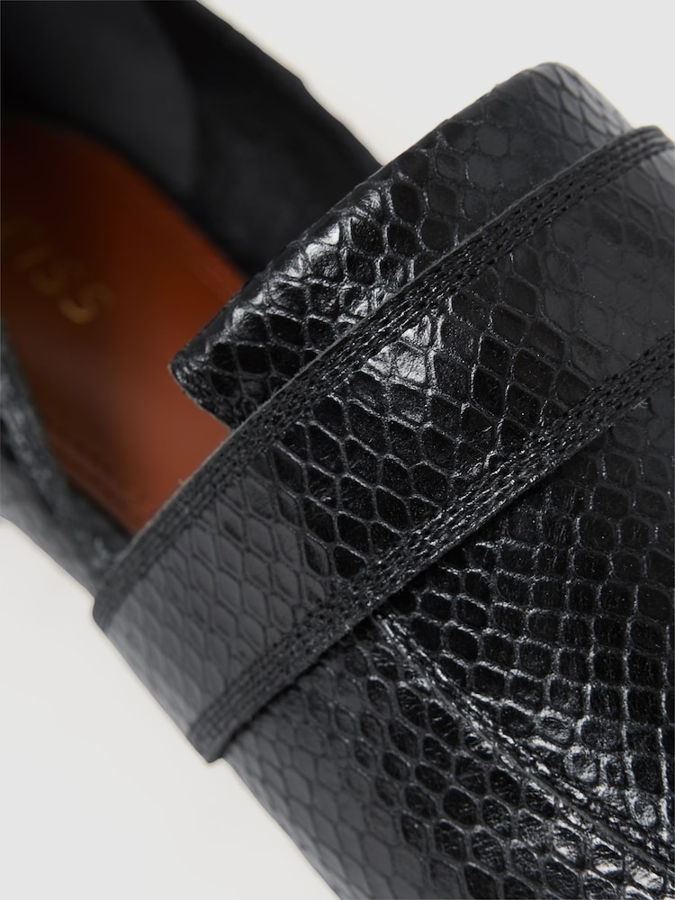 Reiss Black Irina Leather Animal Print Loafers - Image 5 of 5