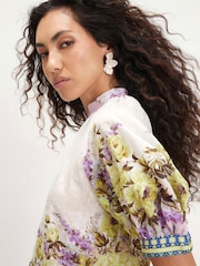 River Island Cream Floral Puff Sleeve Blouse - Image 2 of 4