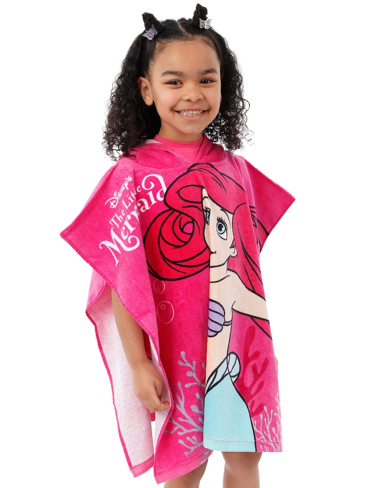 Character Pink Little Mermaid 100% Cotton Poncho - Image 1 of 7