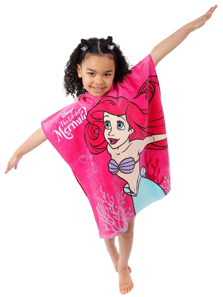 Character Pink Little Mermaid 100% Cotton Poncho - Image 2 of 7