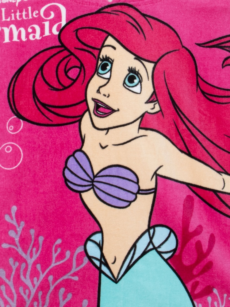 Character Pink Little Mermaid 100% Cotton Poncho - Image 6 of 7