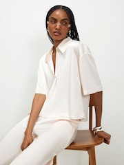 River Island Cream Satin Polo Top - Image 4 of 4