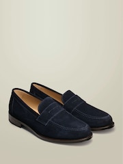 Charles Tyrwhitt Blue Suede Saddle Loafers - Image 2 of 4