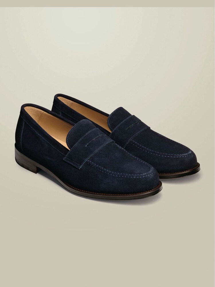 Charles Tyrwhitt Blue Suede Saddle Loafers - Image 2 of 4