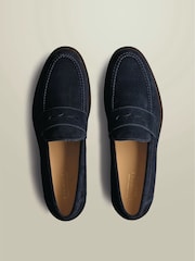 Charles Tyrwhitt Blue Suede Saddle Loafers - Image 3 of 4