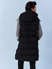 Black Padded Longline Gilet - Image 3 of 8