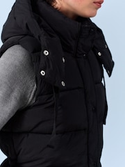 Black Padded Longline Gilet - Image 4 of 8