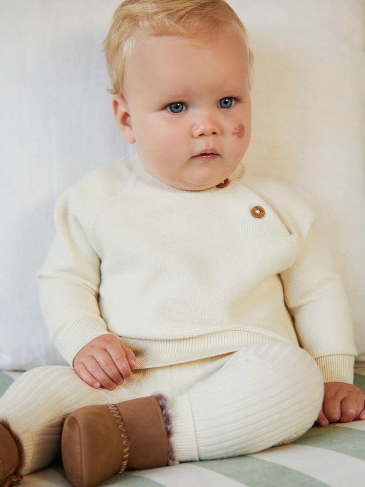 Cream Baby Knitted Jumper & Leggings 2 Piece Set (0mths-2yrs) - Image 1 of 5