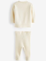 Cream Baby Knitted Jumper & Leggings 2 Piece Set (0mths-2yrs) - Image 4 of 5