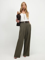 River Island Green Pique Wide Leg Trousers - Image 3 of 3