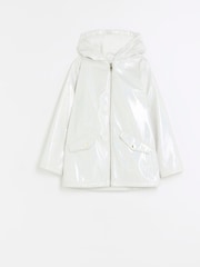 River Island White Girls Glitter Rain Coat - Image 1 of 4