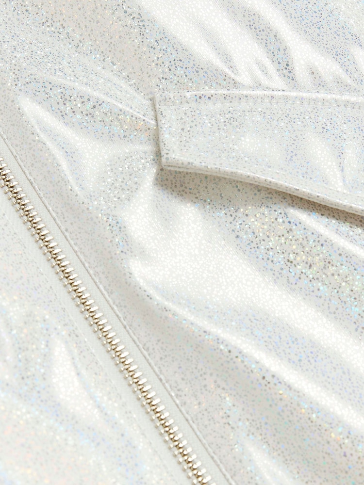 River Island White Girls Glitter Rain Coat - Image 4 of 4