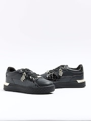 River Island Black Girls Croc Effect Patent Trainers - Image 4 of 5