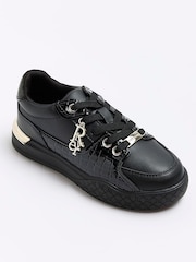 River Island Black Girls Croc Effect Patent Trainers - Image 5 of 5