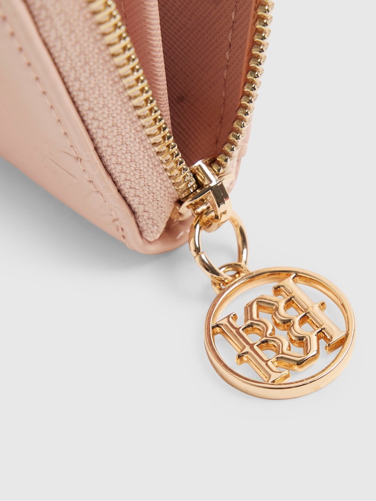 River Island Pink Embossed Monogram Patent Purse - Image 5 of 5 River Island Pink Embossed Monogram Patent Purse - Image 5 of 5