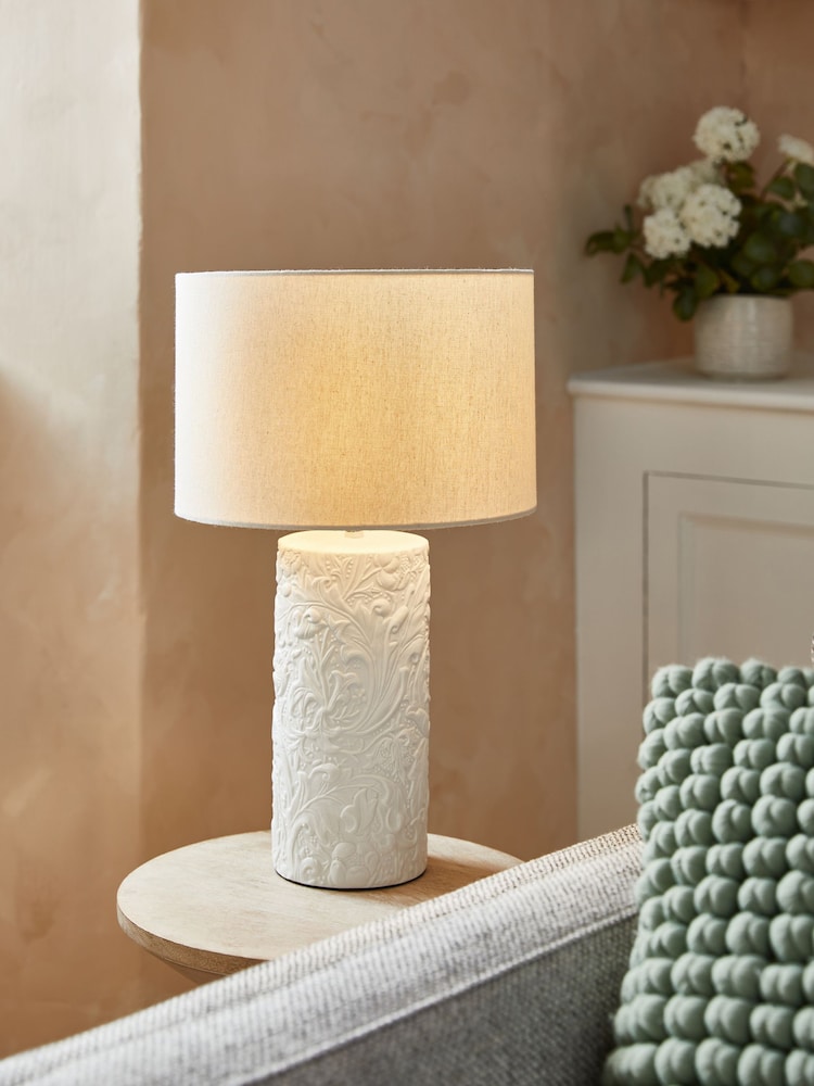 Morris & Co Cream Bachelors Button Ceramic Table Lamp - Image 1 of 4