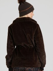 South Beach Brown Faux Fur Jacket with Waist Ties - Image 2 of 6