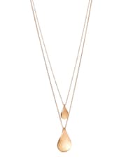 Gold Tone Petal Two Layer Necklace - Image 1 of 2