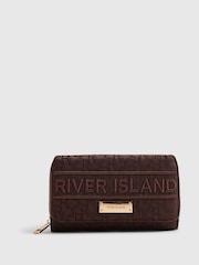 Жаккардовый кошелек с клапаном и логотипом River Island - Изображение 1 3