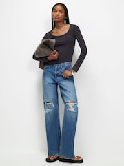 Grey - River Island Long Sleeve Soft Touch Scoop Top - Slika 3 od 3