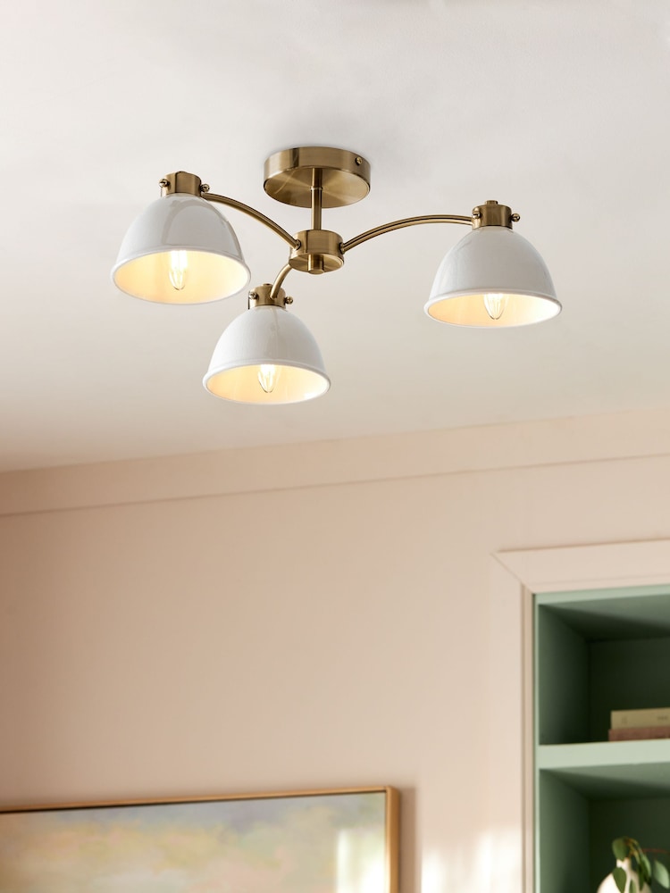 Brass Beckley 3 Light Flush Ceiling Light Fitting - Image 1 of 5