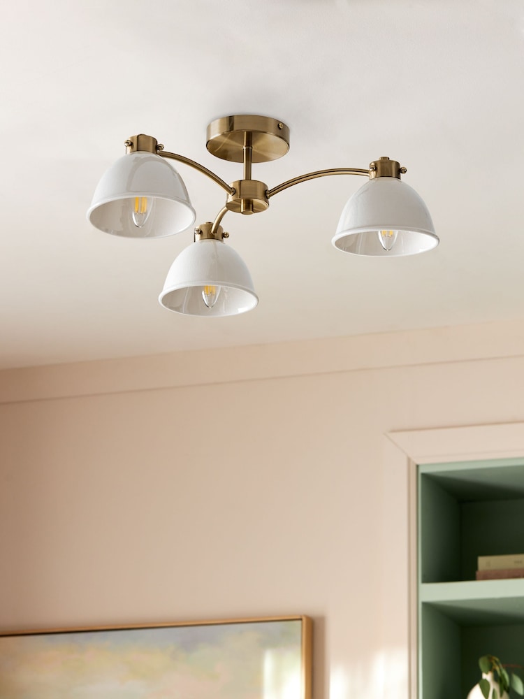 Brass Beckley 3 Light Flush Ceiling Light Fitting - Image 2 of 5