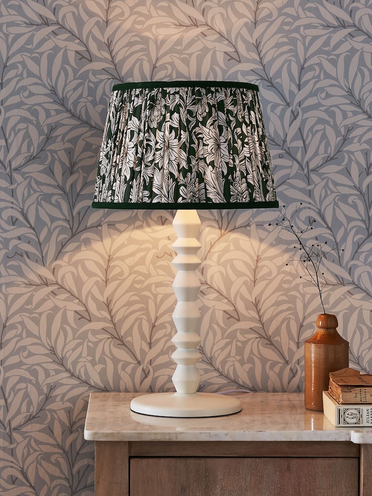 Morris & Co Grey Chrysanthemum Pleated Table Lamp - Image 1 of 5