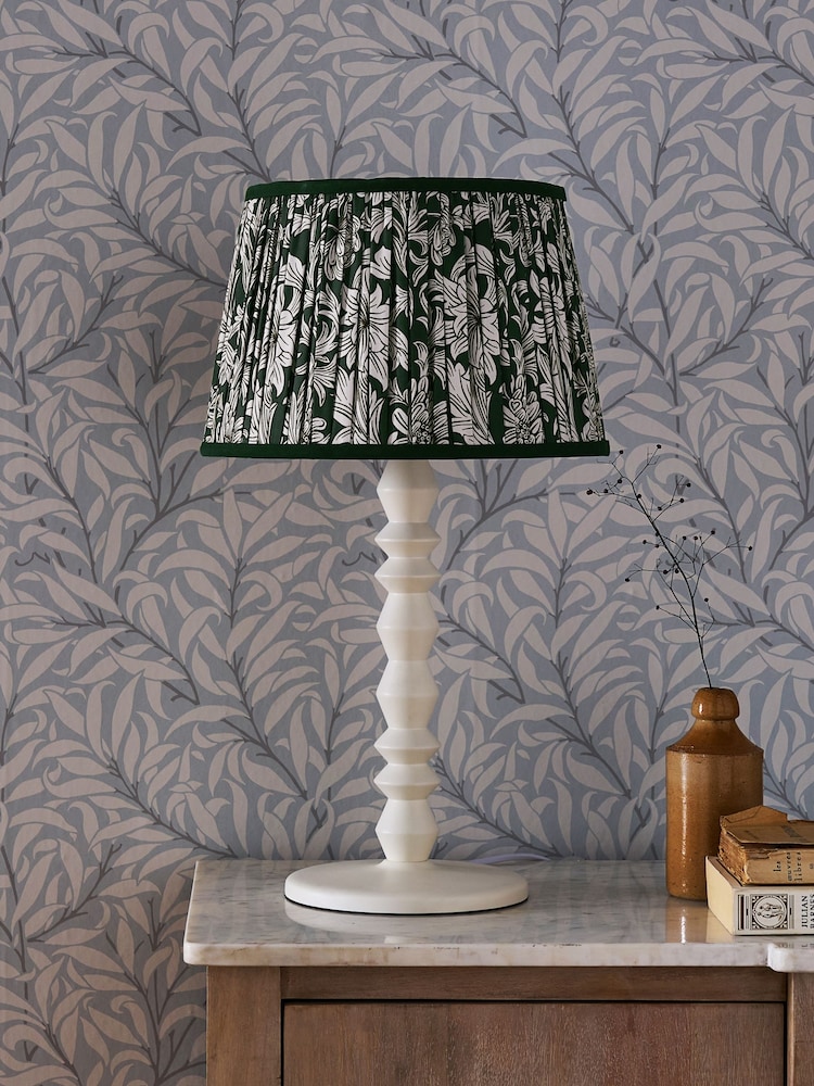 Morris & Co Grey Chrysanthemum Pleated Table Lamp - Image 2 of 5