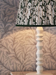 Morris & Co Grey Chrysanthemum Pleated Table Lamp - Image 3 of 5