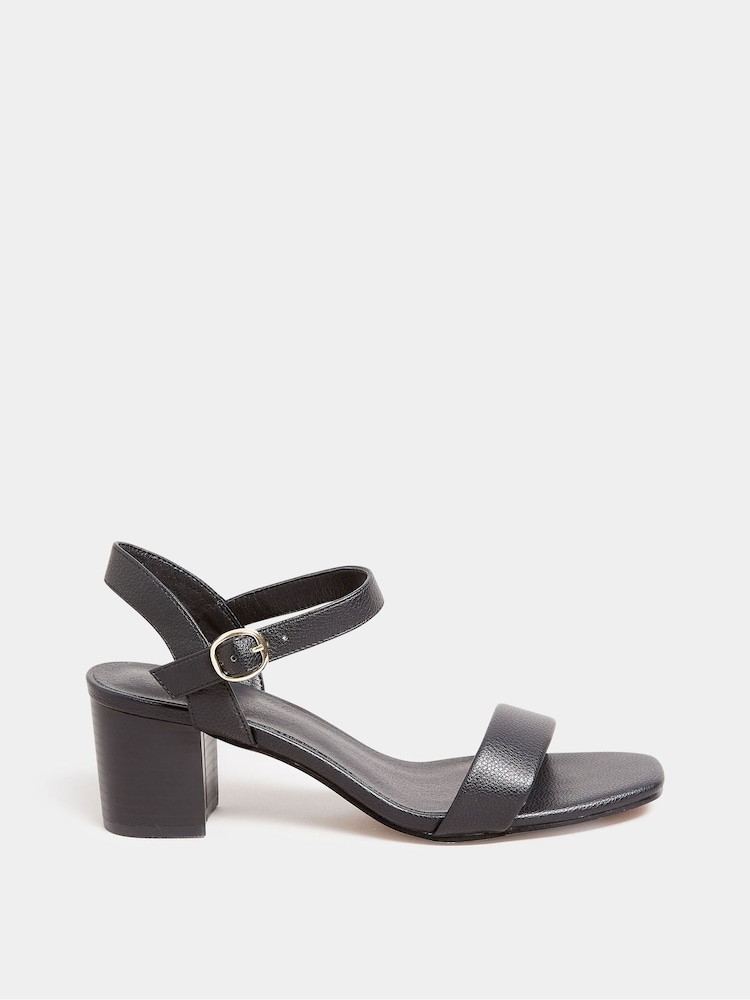 Long Tall Sally Black Faux Leather Block Heel Sandals - Image 2 of 5
