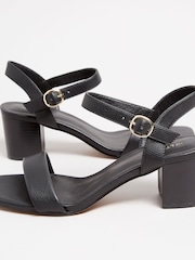 Long Tall Sally Black Faux Leather Block Heel Sandals - Image 4 of 5